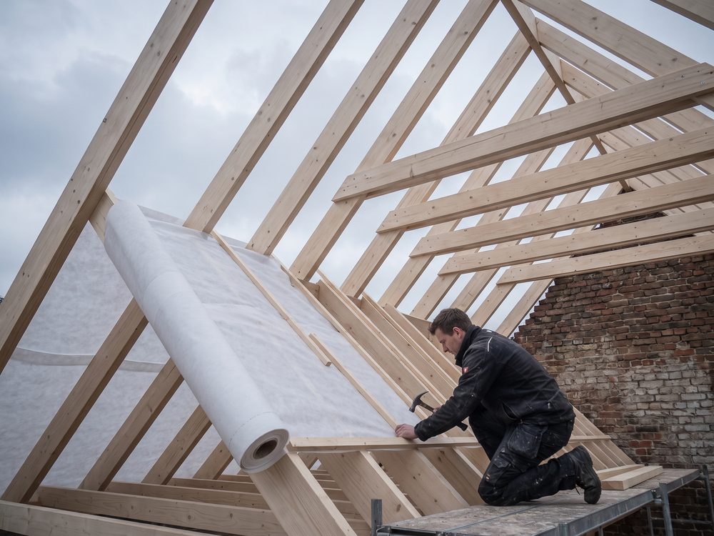 Houten dakconstructie met kepers en spanten